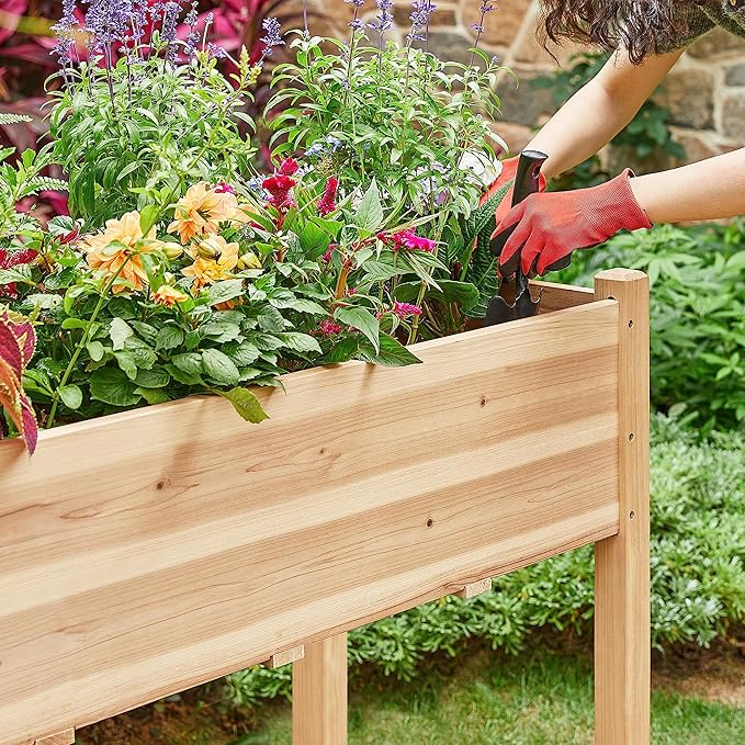 Topeakmart Wooden Garden Planter Boxes 48 X 23 X 30in Elevated Raised Garden Bed Outdoor with Legs Wooden Gardening Box for Flower/Vegetable/Herb/Tomato/Backyard/Patio, 2pcs