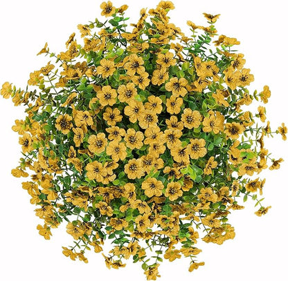 HyeFlora Artificial Fake Fall Hanging Mums Plants Flowers Basket for Outdoor, Autumn Faux Silk Yellow Daisy in Hang Planter Look Real UV Resistant for Porch Home Patio Balcony Yard Decor