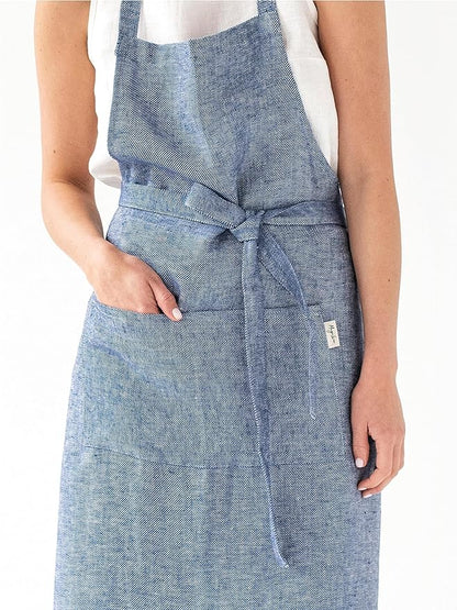 MagicLinen 100% Linen Apron - Cooking, Gardening, Grilling, Painting Apron with Pockets - Perfect for Women and Men
