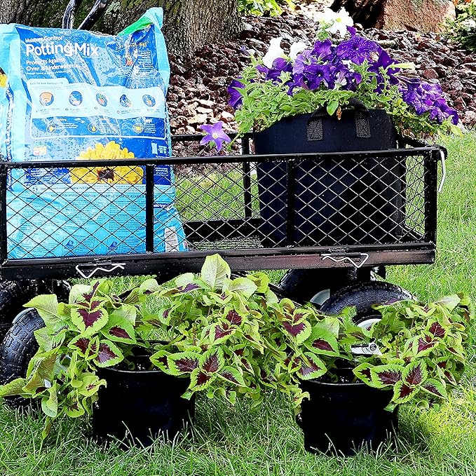 Sunnydaze 5-Pack of 1-Gallon Garden Grow Bags for Vegetables - Black 300 GSM Non-Woven Polypropylene Felt Fabric Flower Pots and Planters with Handles - Gardening Containers