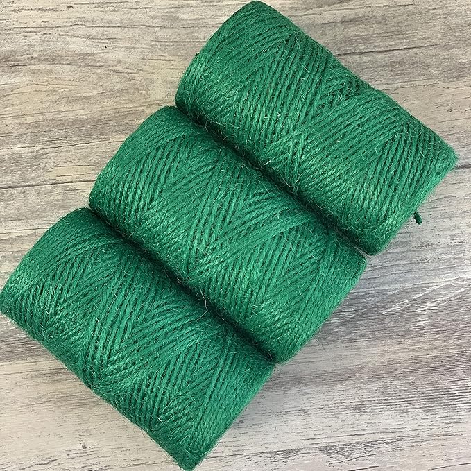 Quotidian Green Natural 3 ply Jute Jute Twine Rolls 1/12" (0.2cm) 1000 Feet - Wrapping Picture Hanging Gardening