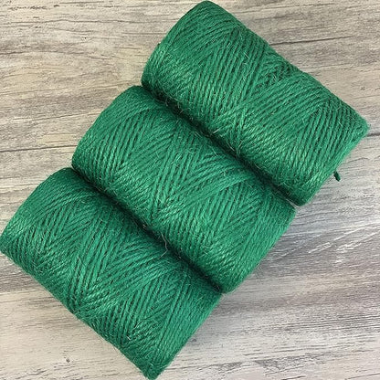 Quotidian Green Natural 3 ply Jute Jute Twine Rolls 1/12" (0.2cm) 1000 Feet - Wrapping Picture Hanging Gardening