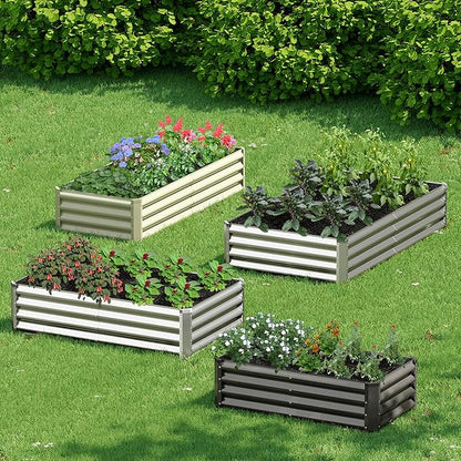 2PCS 4x2x1FT Galvanized Raised Garden Bed Kit, Galvanized Planter Raised Garden Boxes Outdoor, Large Metal Raised Garden Beds for Vegetables-Green