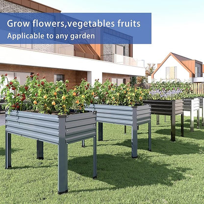 2PCS Galvanized Raised Garden Bed with Legs,2PCS 48×18×30in Elevated Planter Box for Backyard,Garden, Patio, Balcony, 300lb Capacity,Planters for Outdoor Plants,Black