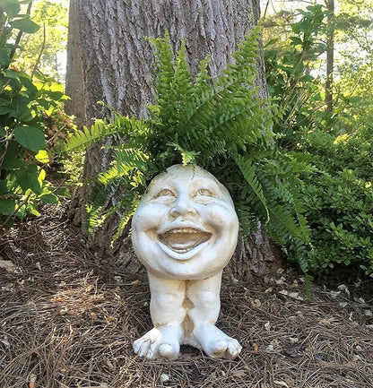 homestyles 16 in. Antique White Aunt Minnie The Muggly Statue Face Planter Holds 7 in. Pot