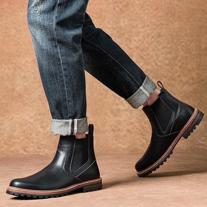 Jousen Chelsea Boots Casual Slip On Ankle Waterproof Mens Boots