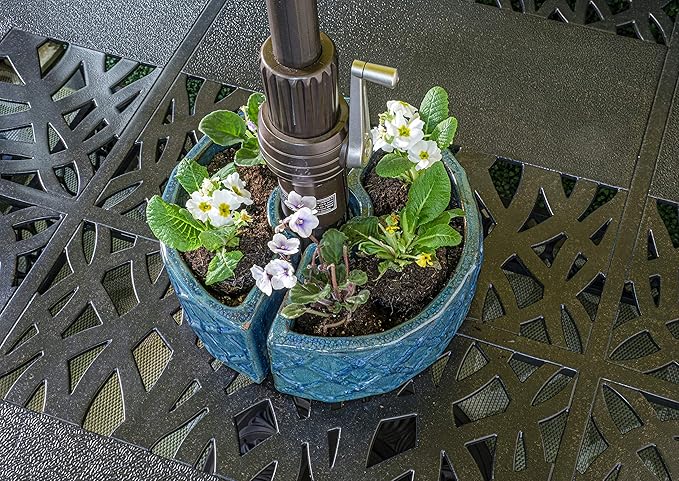 Alfresco Home Cobblestone Umbrella Planter, atlantis blue