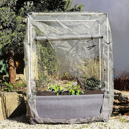 Gardzen Raised Grow Bed with PVC Frame - 47.2"x23.5"x16.9" Breathable Planter Raised Bed, No-Till Design, Includes Pipes & Connectors, Air-Pruning for Healthier Plants
