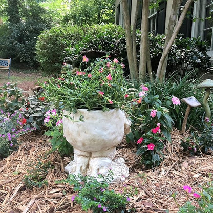 homestyles 13 in. Antique White Ole Salty The Muggly Statue Face Planter Holds 5 in. Pot