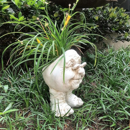 homestyles 12 in. Antique White Grandma Violet The Muggly Statue Face Planter Holds 4 in. Pot