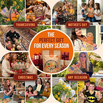 25 Summer Vegetable & Fruit Seeds Variety Pack - 1,870+ Non-GMO Heirloom Veggie & Fruits Seeds for Outdoors and Indoor Home Gardening, Including Collards, Tomato, Pepper, Okra, Onion, Bean, Cucumber