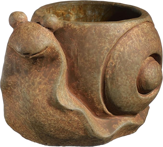 Classic Home and Garden Cement Buddies Animal Planter - Cute Desk Decoration - UV Coated Animal Vase w/Drain Plug - Succulent Plant Pot for Indoor/Outdoor Use (Snail Planter, Rust, Small)