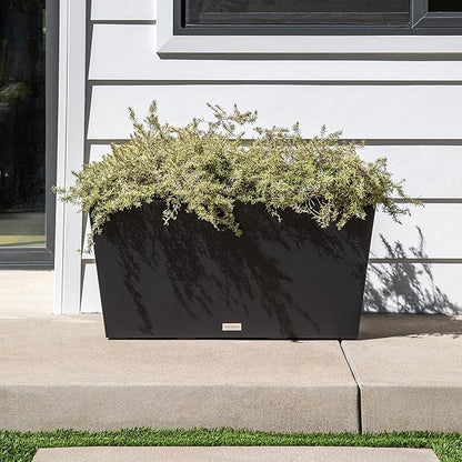 Veradek Pure Series Midori Trough Planter - Large Rectangular Planter for Indoor or Outdoor Deck/Porch | Durable All-Weather Use with Drainage Holes | Modern Decor for Shrubs, Flowers, Small Plants