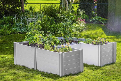 Vita Classic 6 Foot x 6 Foot x 22 inch White Vinyl Keyhole Garden with Composting Basket, BPA, Pthalate Free, VT17107