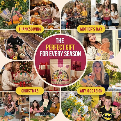55 Vegetable Seeds Variety Pack - 35,600+ Non-GMO Heirloom Seeds for Planting Vegetables and Fruits in Individual Seed Packets, Home Garden Seeds for Hydroponic, Indoor and Outdoors Gardening