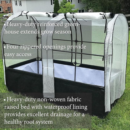 SIMPO 3-in-1 Garden System: Fabric Raised Garden Bed + Greenhouse Cover + Protective Net (36” x 72” x 53”)