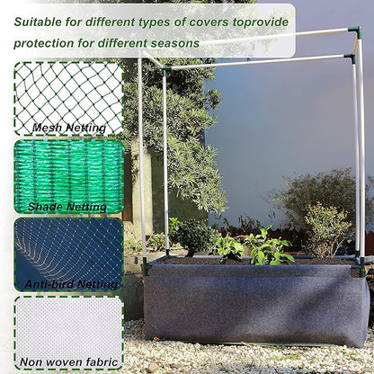 Gardzen Raised Grow Bed with PVC Frame - 47.2"x23.5"x16.9" Breathable Planter Raised Bed, No-Till Design, Includes Pipes & Connectors, Air-Pruning for Healthier Plants