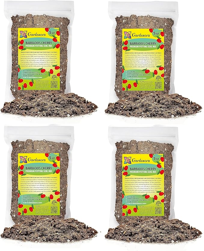 Gardenera Barbados Cherry Plant Potting Mix - Elevate Your Harvesting Experience with a Premium Blend for Flavorful Fruits - 20 Quart