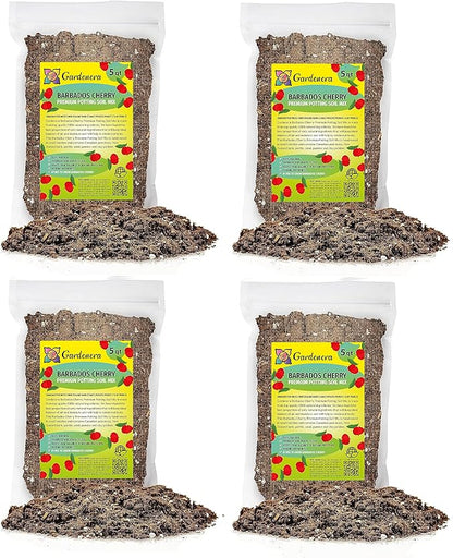 Gardenera Barbados Cherry Plant Potting Mix - Elevate Your Harvesting Experience with a Premium Blend for Flavorful Fruits - 20 Quart