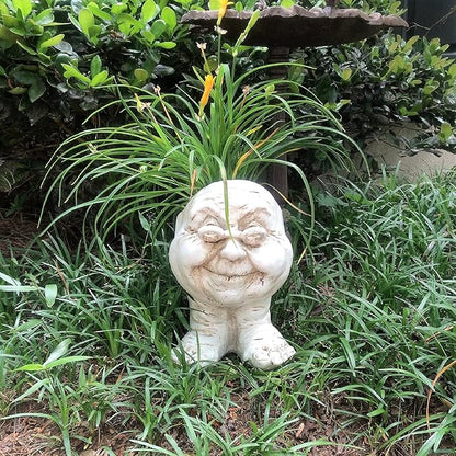 homestyles 12 in. Antique White Grandma Violet The Muggly Statue Face Planter Holds 4 in. Pot