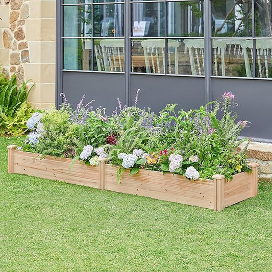 Topeakmart Wooden Elevated Raised Garden Bed Kit Divisible - Garden Planter Boxes for Vegetables Outdoor Outside 95x 25 x 11inches