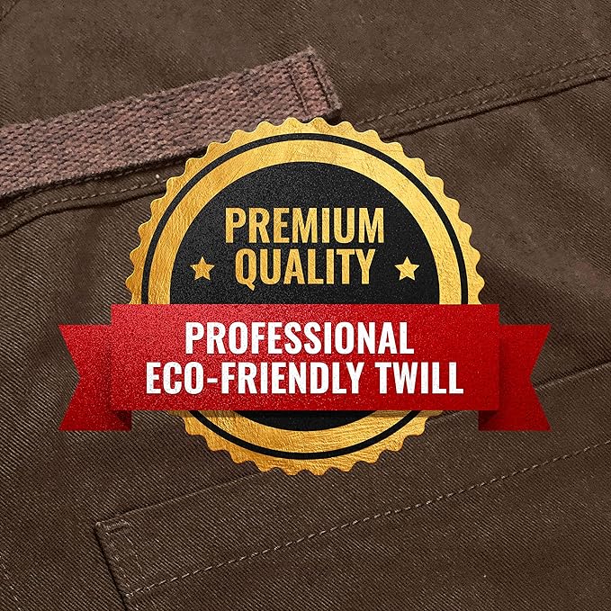 Under NY Sky No-Tie Twill Apron - Leather Reinforcement, Split-Leg