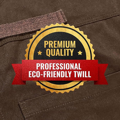 Under NY Sky No-Tie Twill Apron - Leather Reinforcement, Split-Leg