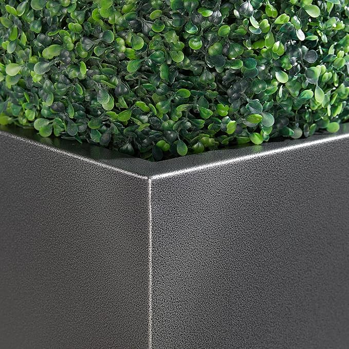 Wallowa Metallic Heavy Tall Outdoor/Indoor Planter Box, Seamless Metal Planter, Rectangular, 14”Lx14”Wx30”H, 25 Pounds, Dark Gray, No Assembly, 1 Pack